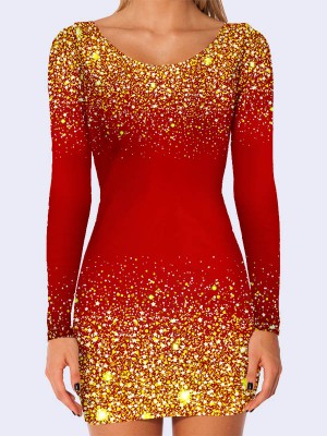 3D платье Блеск на красном