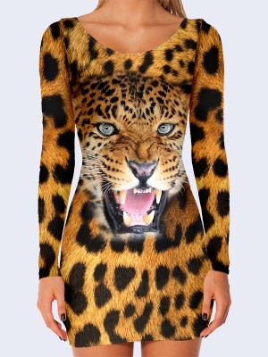 3D платье Оскал леопарда