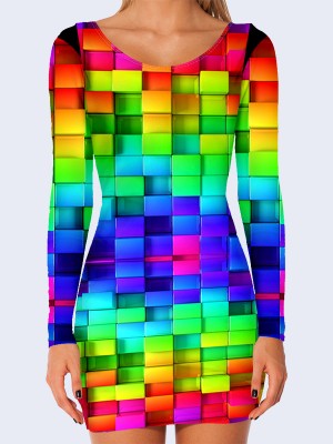 3D платье Разноцветные кубики