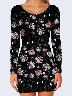 3D платье Пушистые цветочки