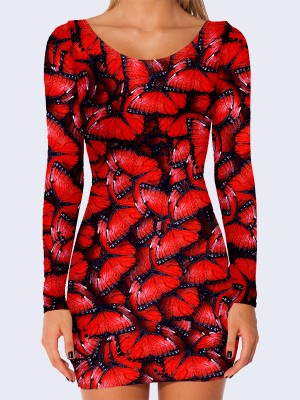 3D платье Красные бабочки
