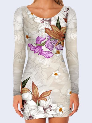 3D платье Белые лилии