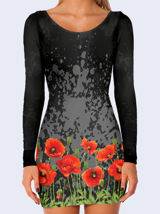 3D платье Red Poppies