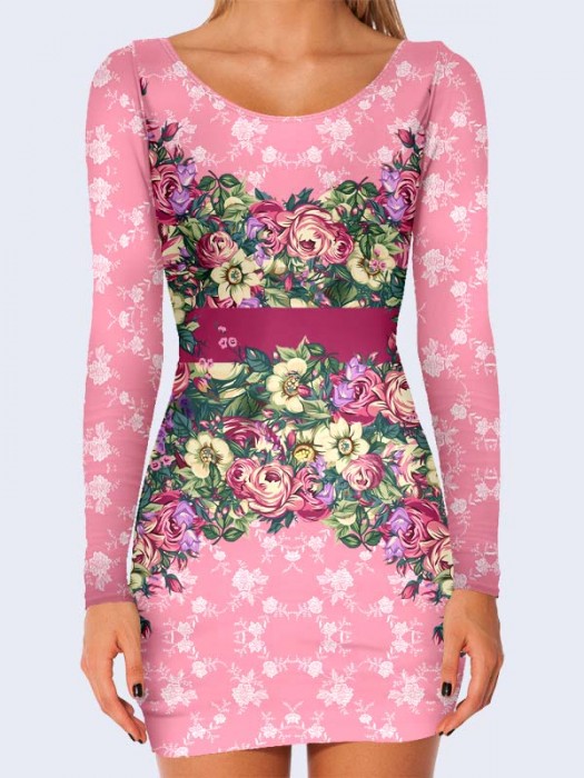 3D платье Pink flowers