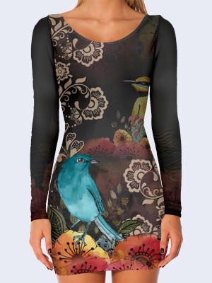 3D платье Экзотические птицы