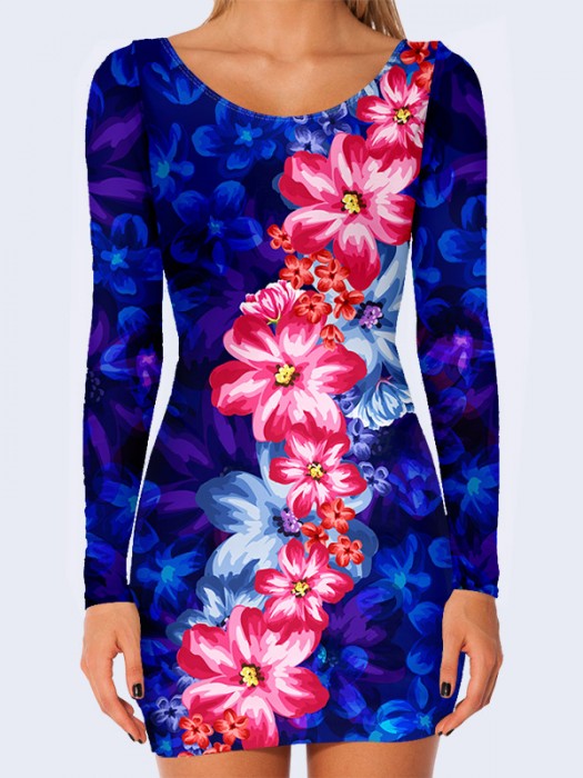 3D платье Яркие цветы арт