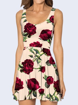3D платье Тёмно-красные розы