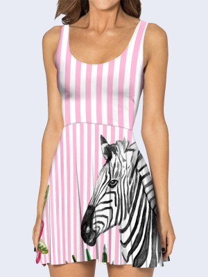 3D платье Зебра и розовые полосы