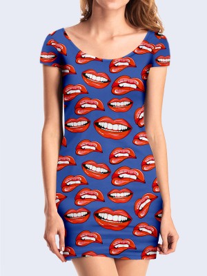 3D платье Красные губы
