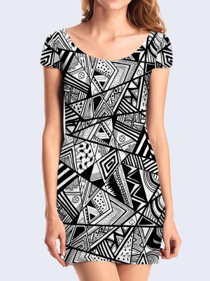 3D платье Чёрно-белая геометрия
