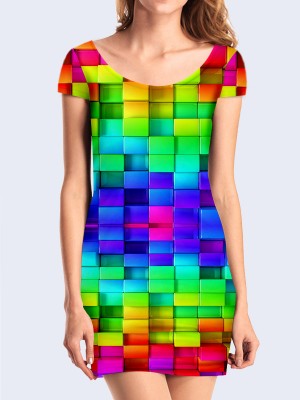 3D платье Радужные кубики