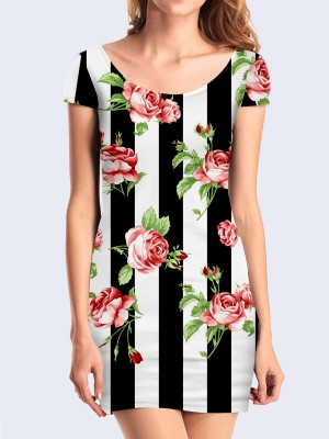 3D платье Розы и чёрно-белые полосы