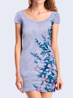 3D платье Нежные синие цветочки