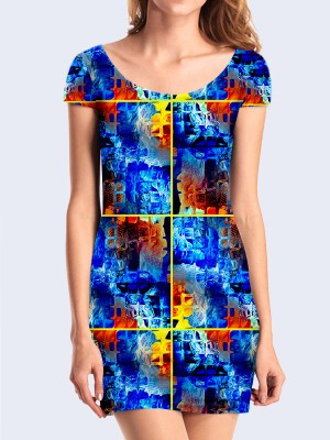 3D платье Синие квадраты
