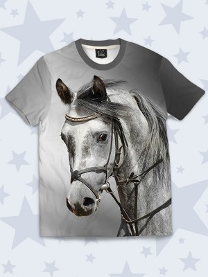 3D футболка Серая лошадь
