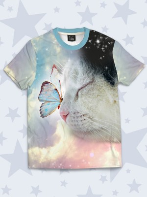 3D футболка Милый котенок с бабочкой