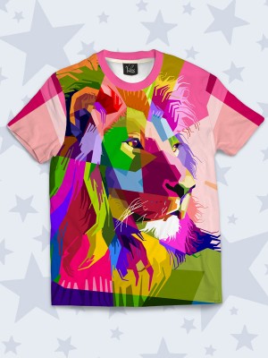 3D футболка Разноцветный лев