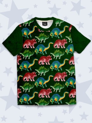 3D футболка Разноцветные динозавры