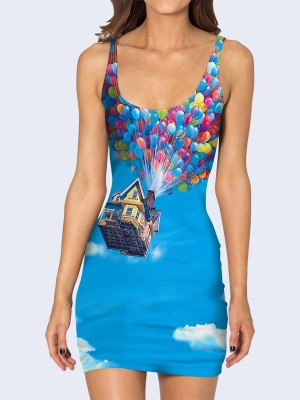 3D платье Дом на воздушных шарах