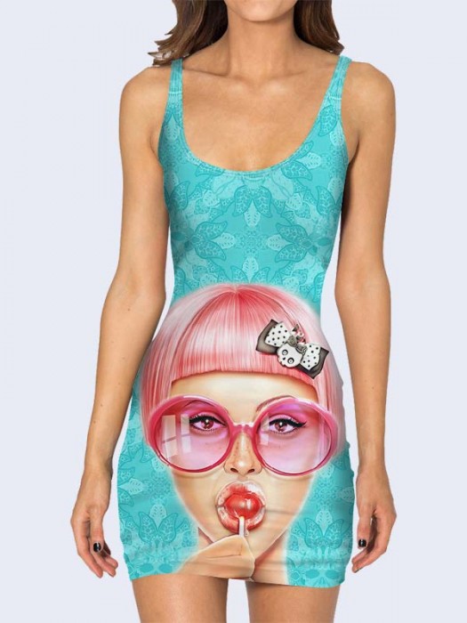 3D платье Девочка в розовых очках