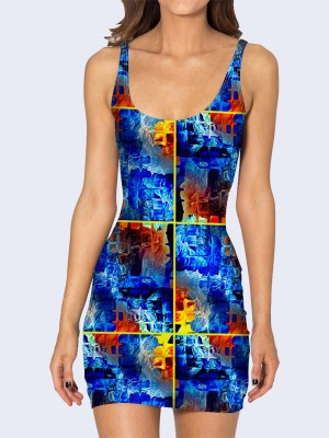 3D платье Ярко-синяя абстракция