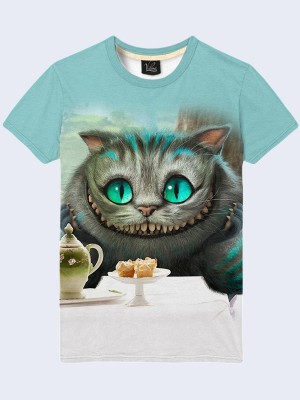 3D футболка Чеширский кот чаепитие