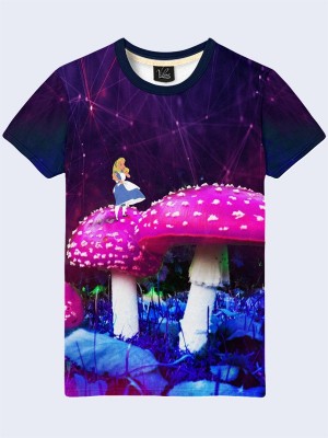 3D футболка Алиса и гигантские грибы