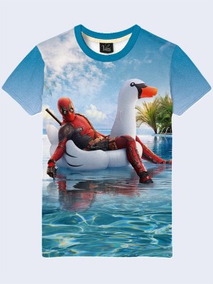 3D футболка Дэдпул в бассейне
