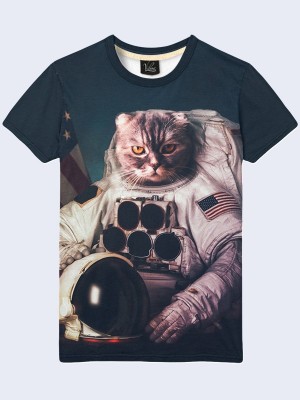 3D футболка Американский кот-космонавт