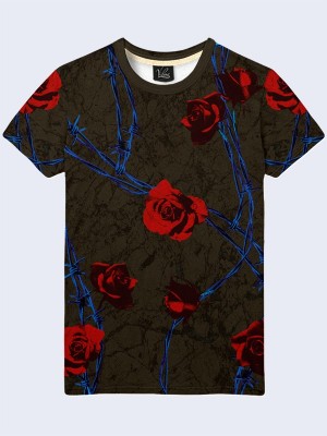 3D футболка Красные розы и проволока