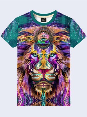 3D футболка Лев в цветных узорах