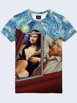 3D футболка Joconda and Van Gogh