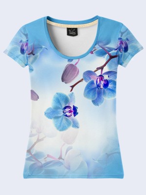 3D футболка Голубые орхидеи
