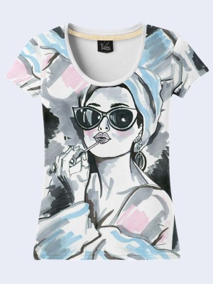 3D футболка Девушка с помадой