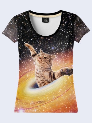 3D футболка Кот в космической воронке