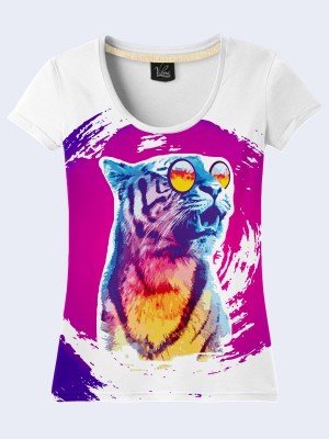3D футболка Тигр в разноцветных очках